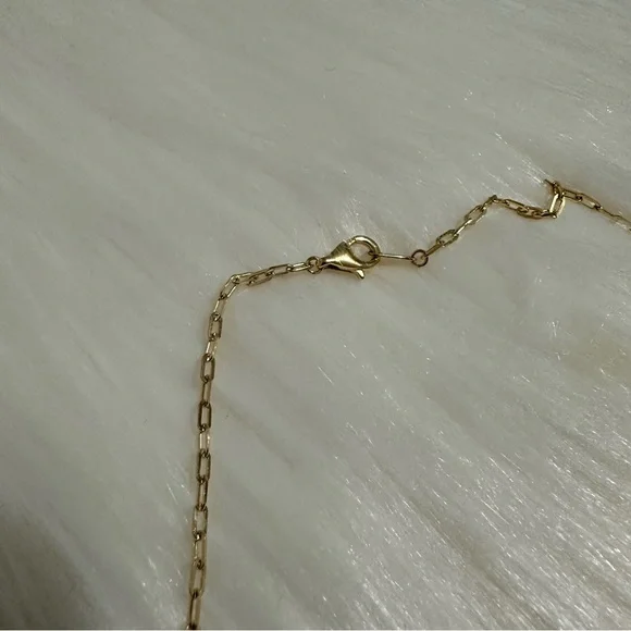 Gold Tone Charm Paperclip Necklace with Multicolor Ocean Accents - Picture 3 of 4